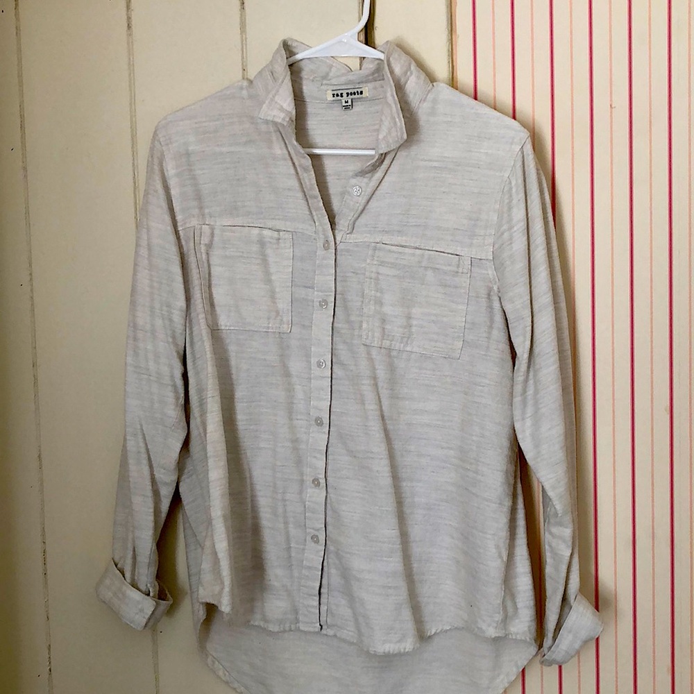 Light gray Cotten rag poets button down:  size M